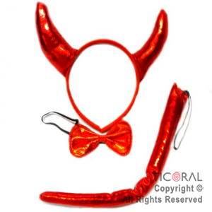 SET DIABLO ROJO (MET) METALIZADO BRILLOSO 3 PIEZAS x 1